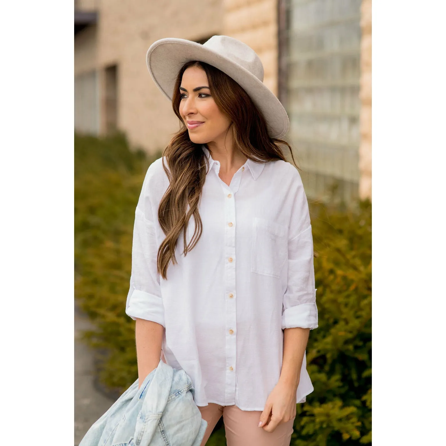 3/4 Sleeve Button Up Blouse