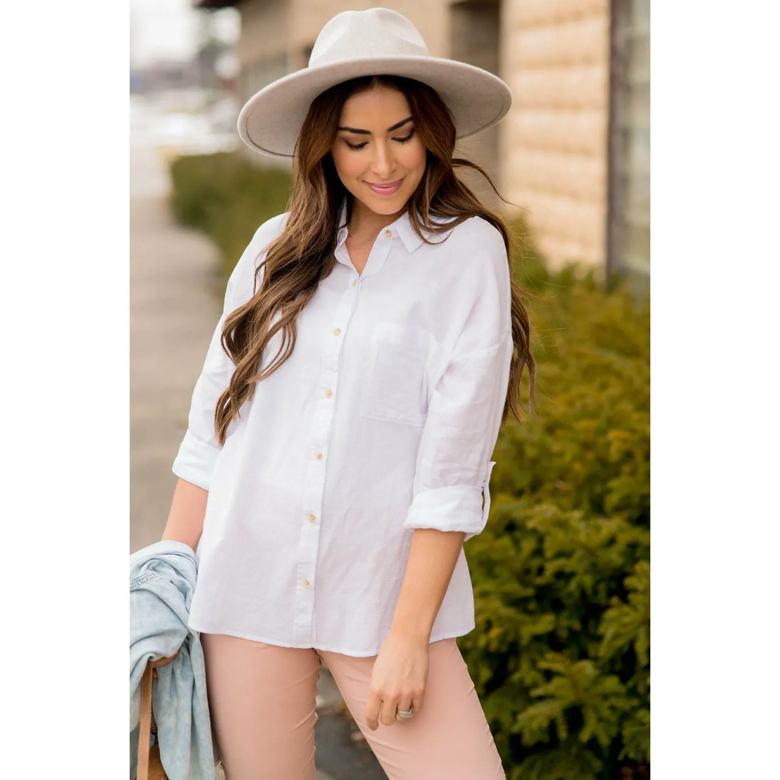 3/4 Sleeve Button Up Blouse