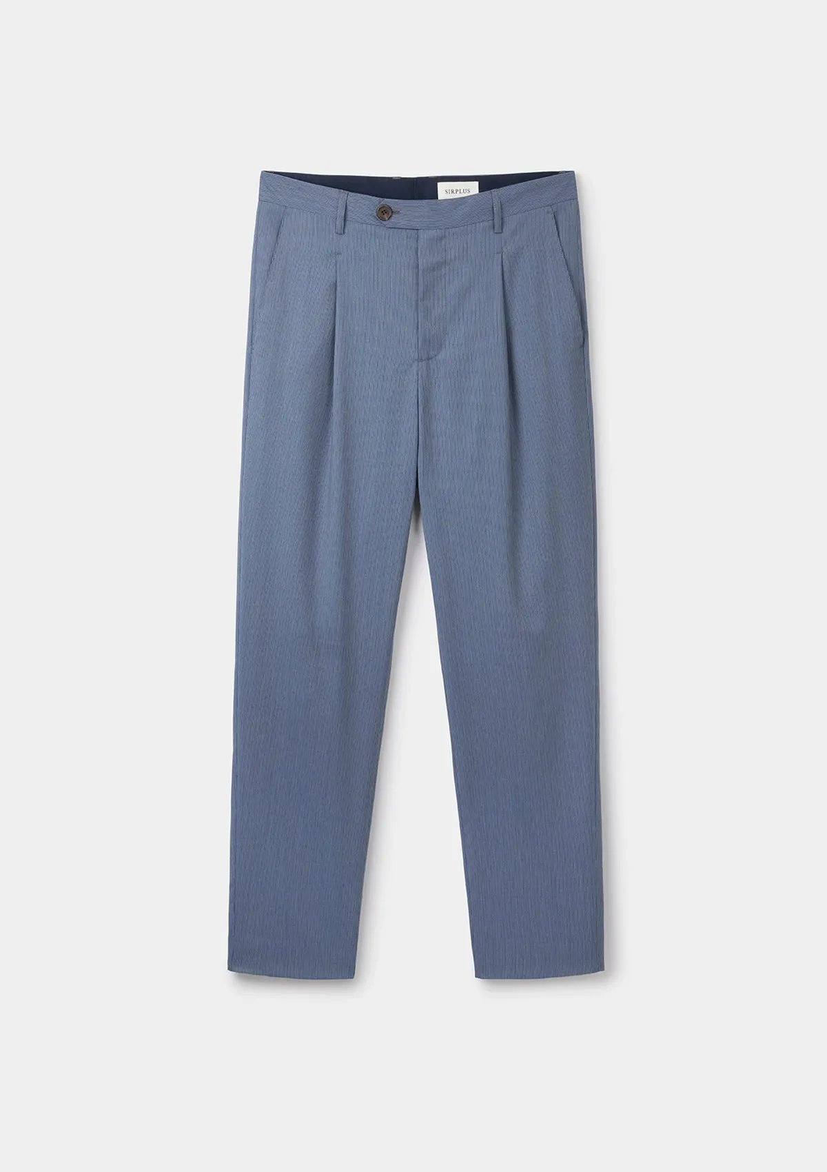 Blue Stripe Wool Pleated Trousers