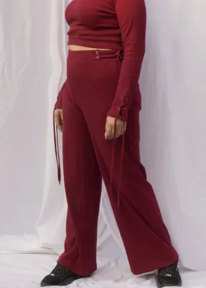 Casey Burgundy Rib Pant