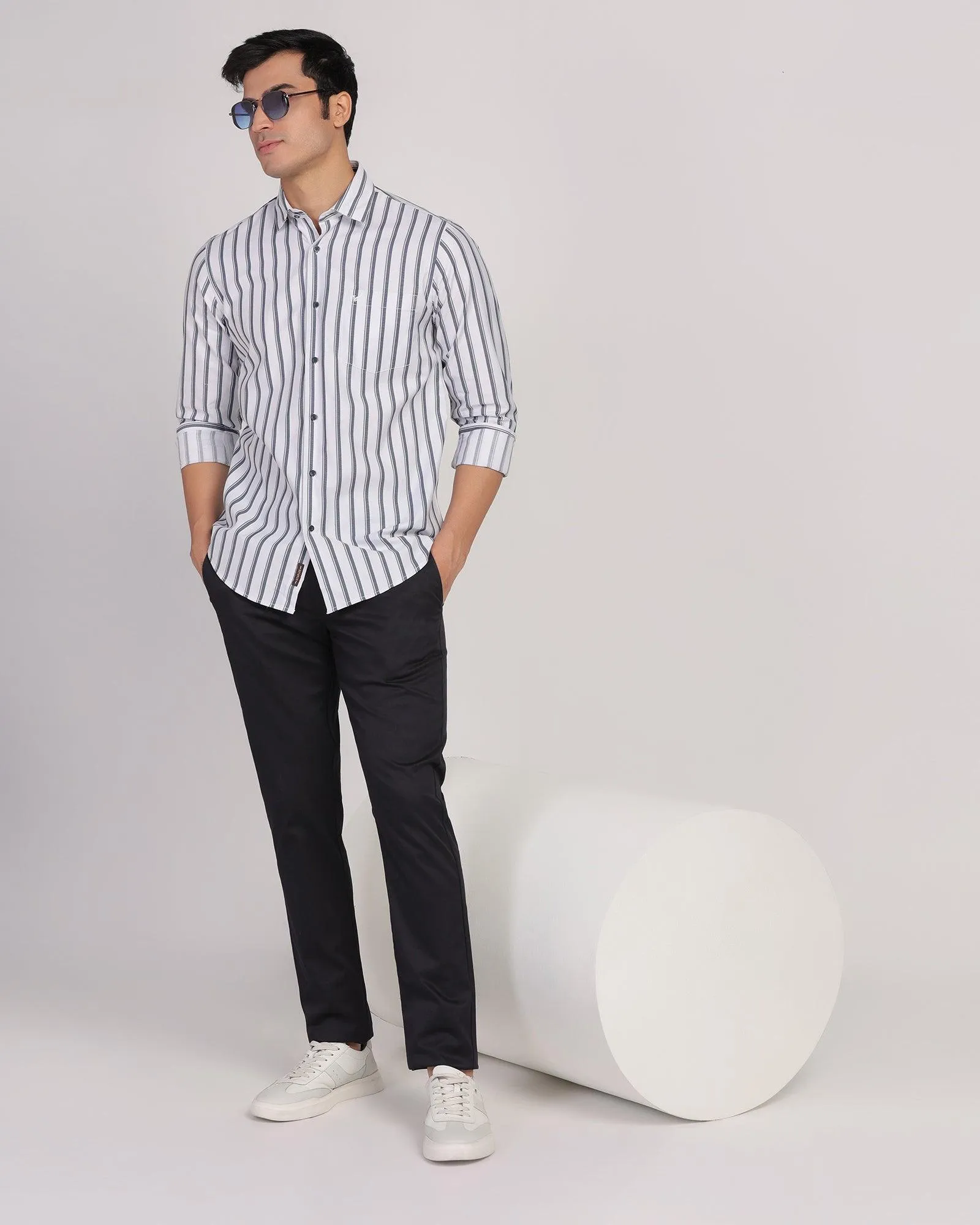 Casual White Stripe Shirt - Vegas