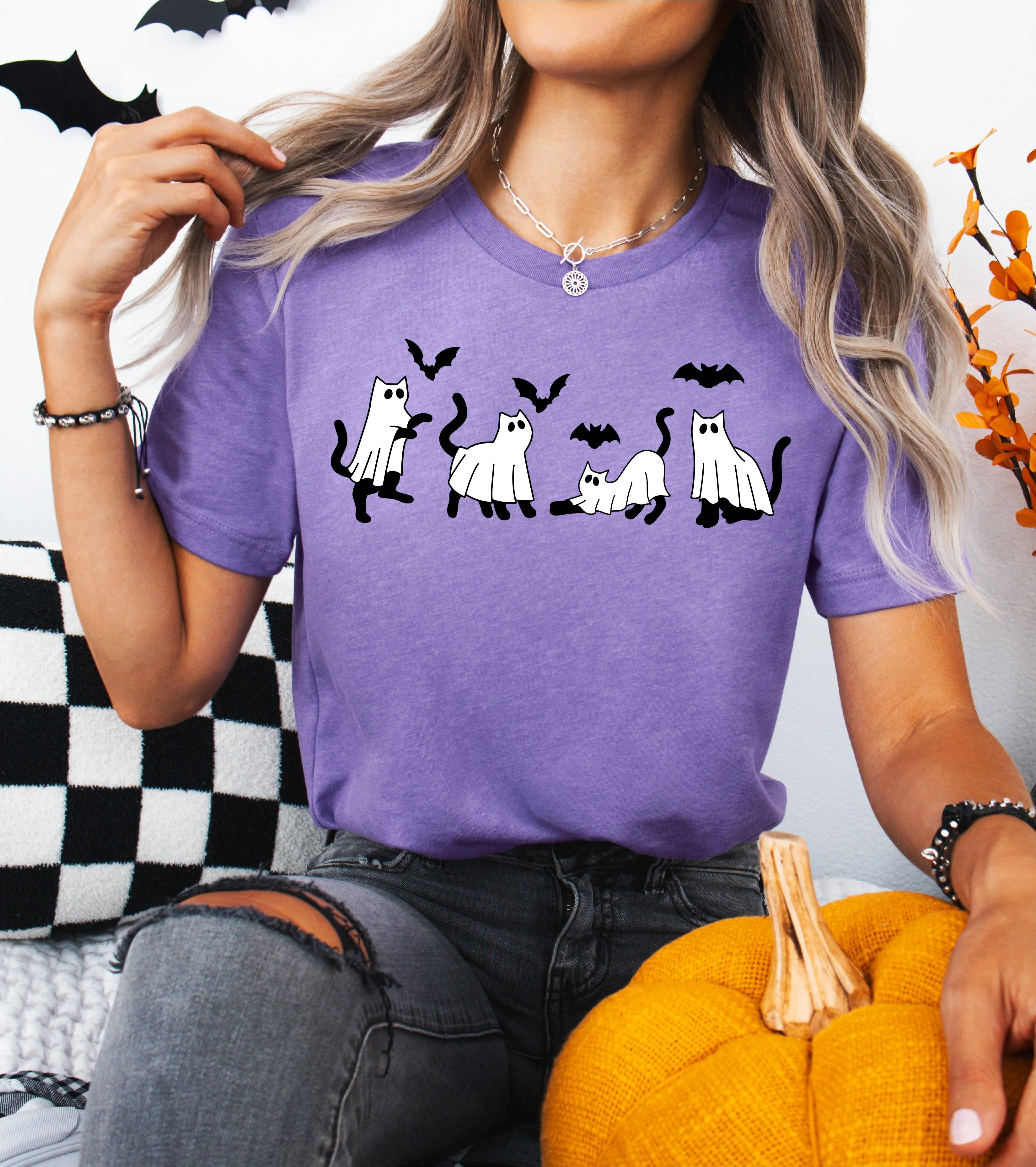 Cats, Bats, and Ghosts Halloween Shirt