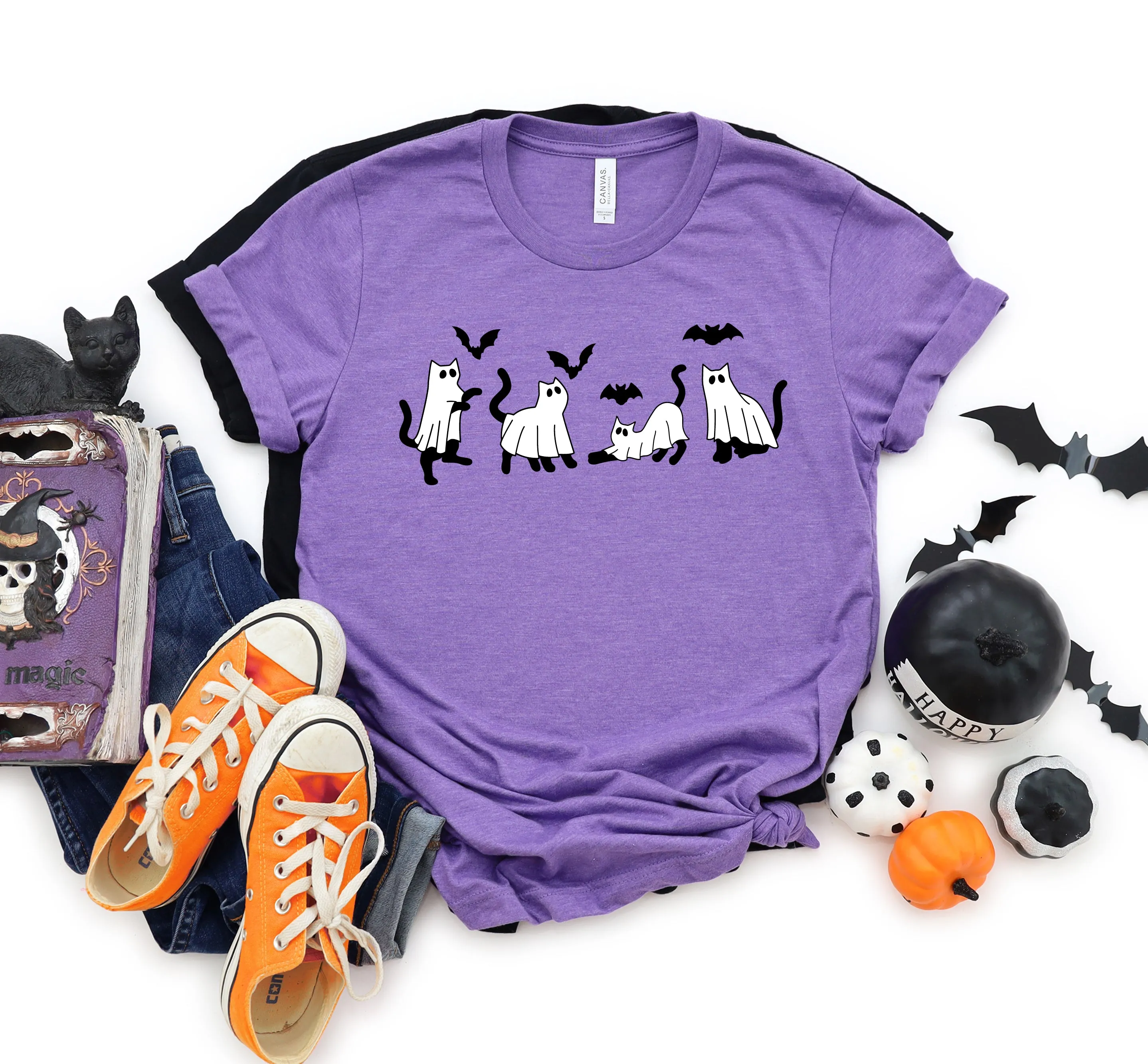 Cats, Bats, and Ghosts Halloween Shirt