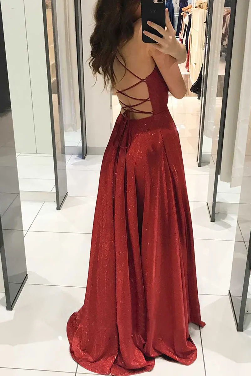 Celebrities Elegant Solid Backless V Neck Princess Dresses