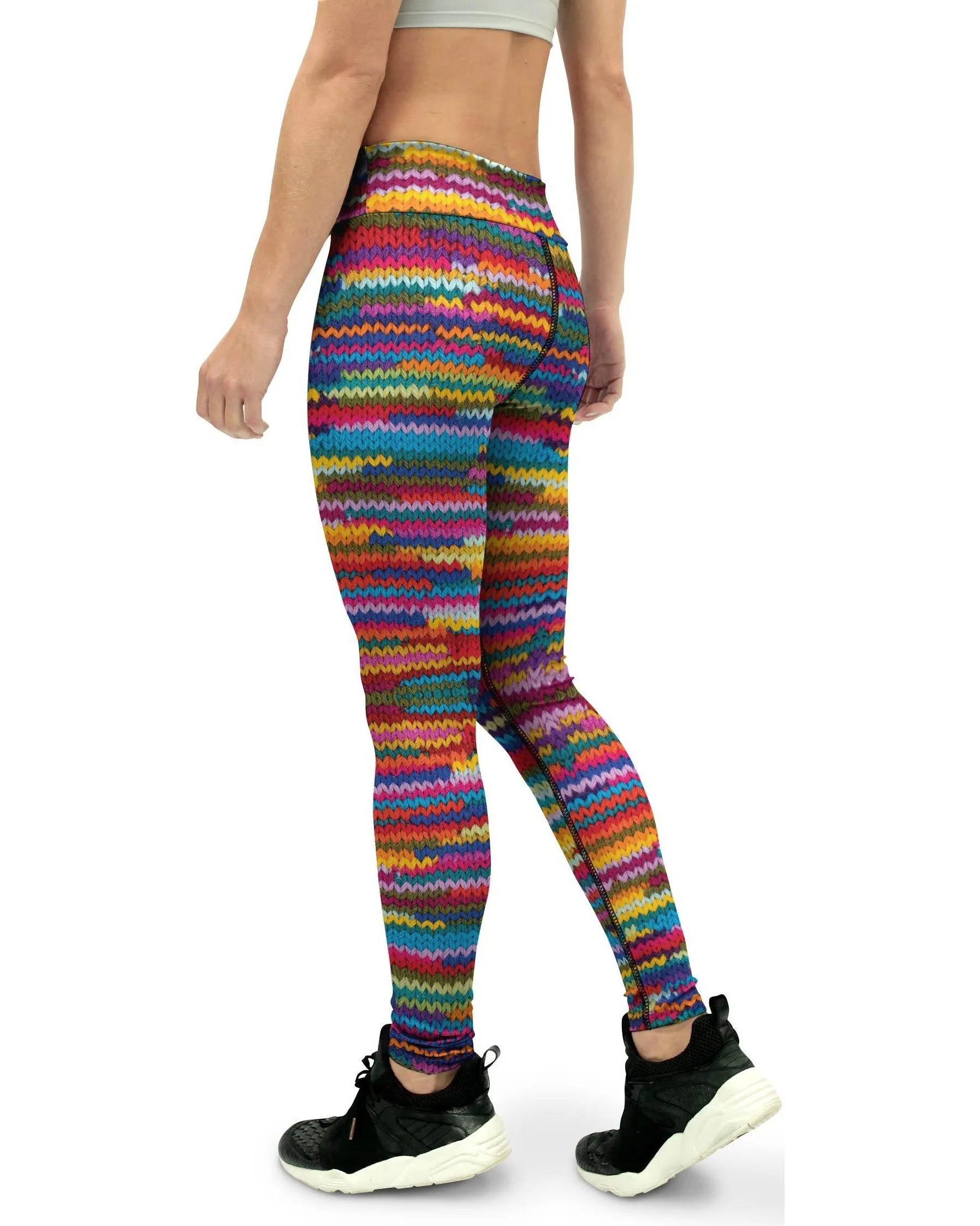 Colorful Knitted Pattern Yoga Pants