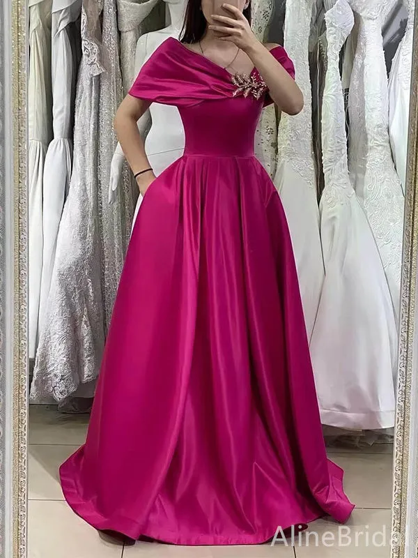 Elegant V-neck Off-Shoulder A-line Long Prom Dress,PD37850