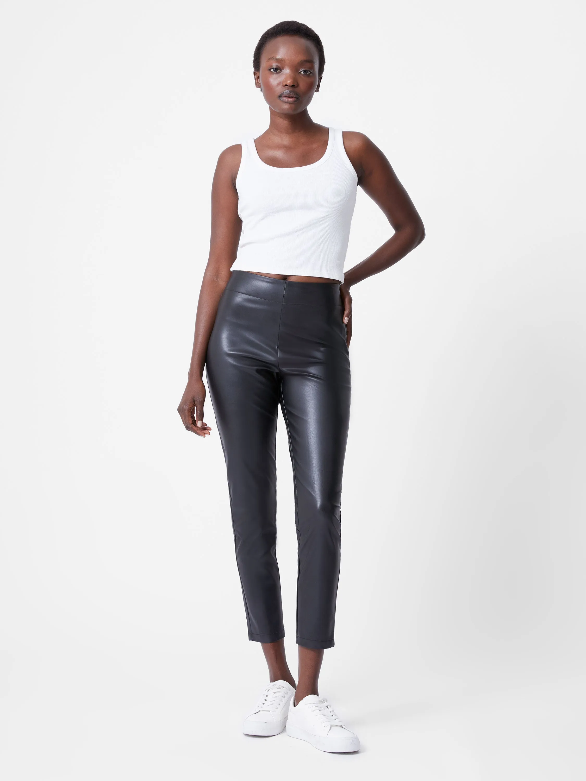 Faux Leather Side Zip Skinny Trousers