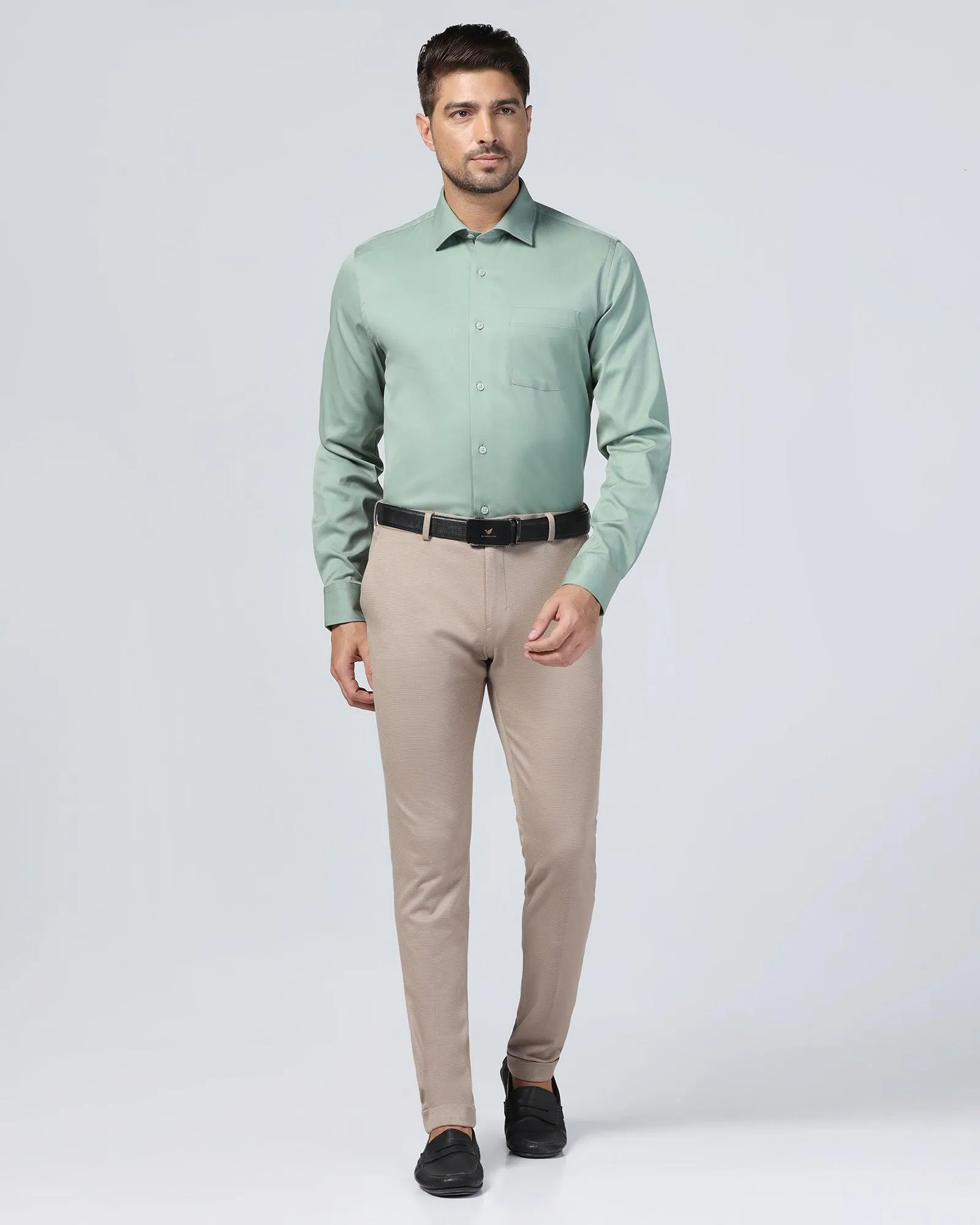 Formal Olive Textured Shirt - Soy