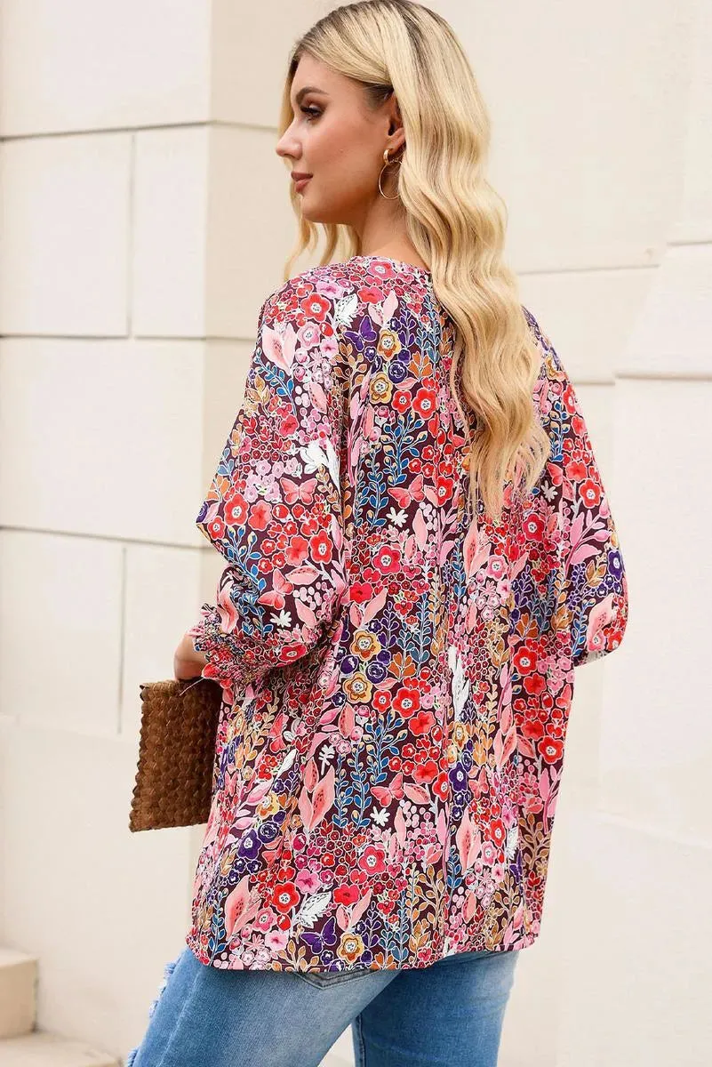 Get ready to bloom in style with our Floral Print Tunic Blouse