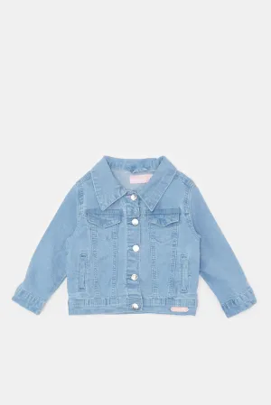 Infant Girls Blue Denim Heart Patch Jacket