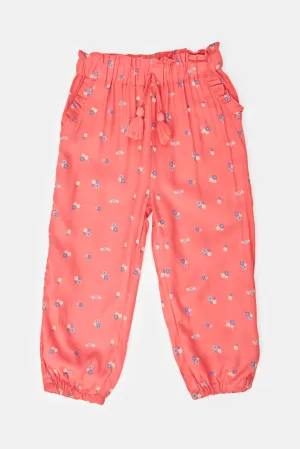 Infant Girls Red Floral All Over Print Trousers