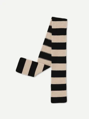 JG Small Bold Stripe Garter Stitch Scarf Black/Oatmeal