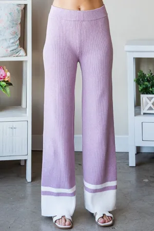 Knit Today Lilac Ribbed Contrast Pants