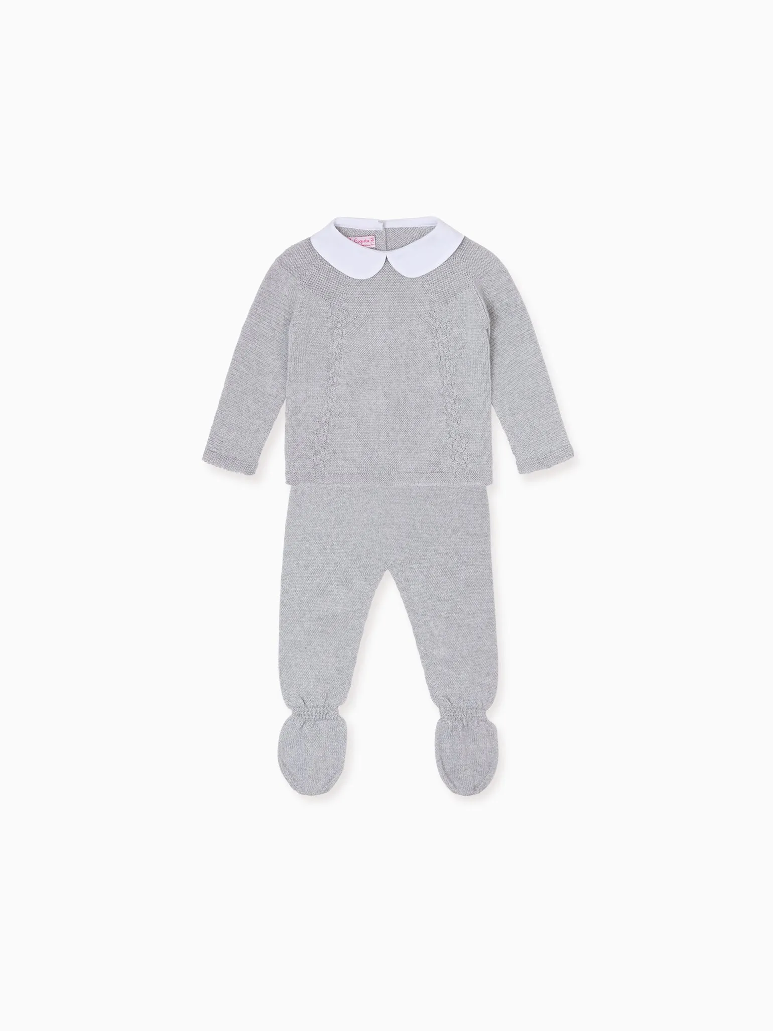 Light Grey Melange Florentina Merino Baby Girl Knitted Gift Box Set