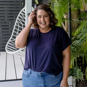 Louisa crew-neck tee - navy