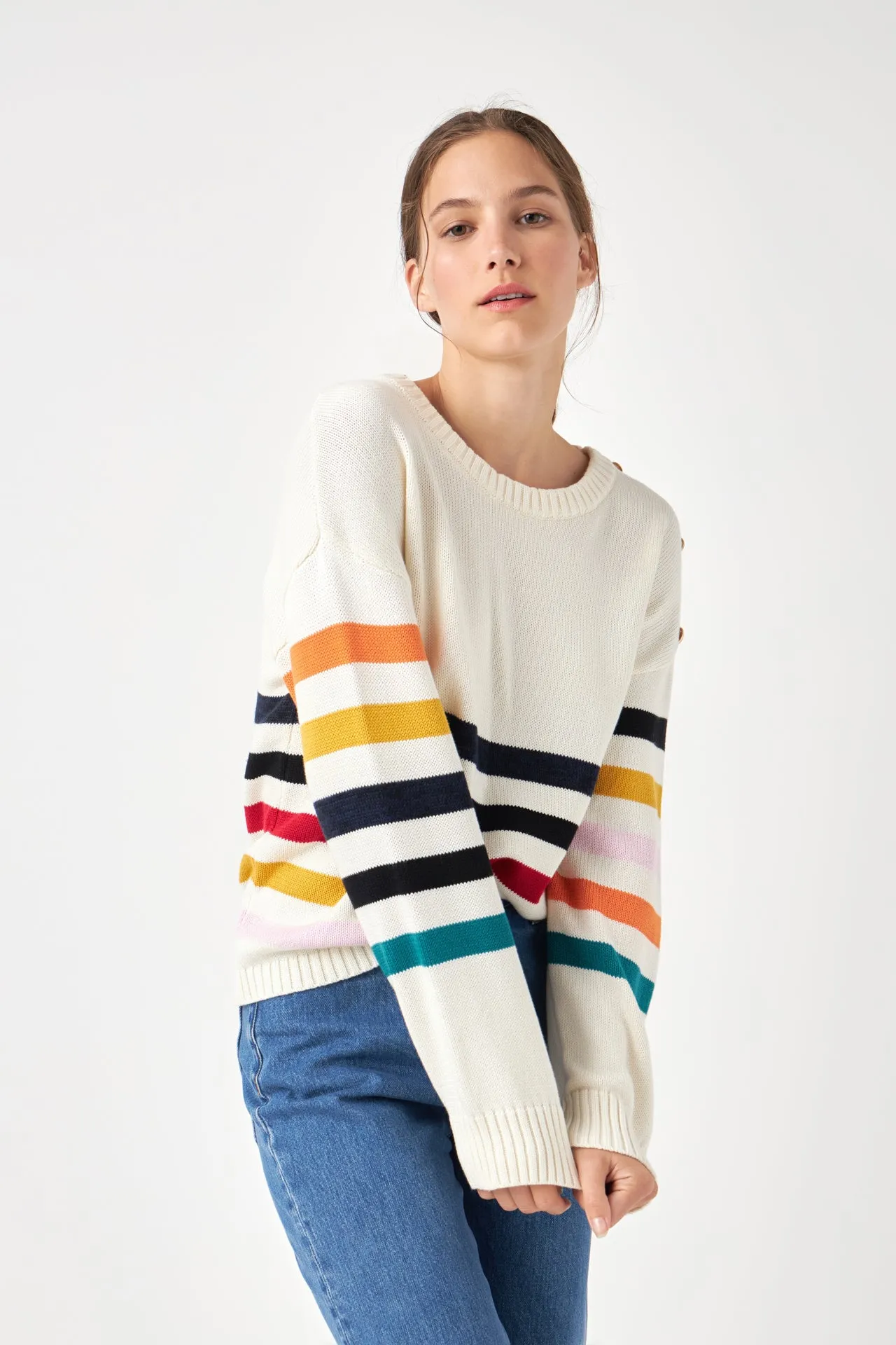 Multicolored Sweater with Button