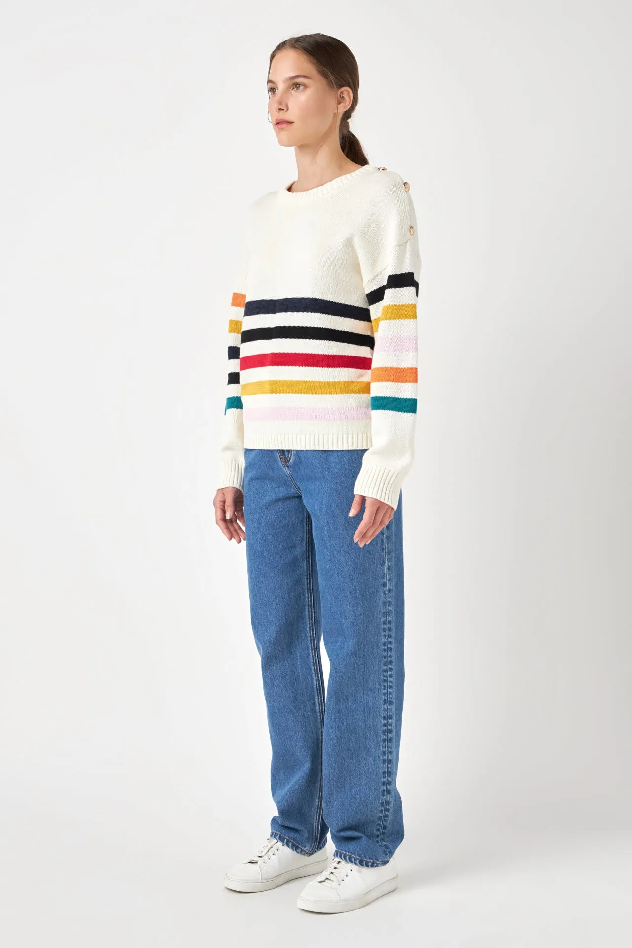 Multicolored Sweater with Button