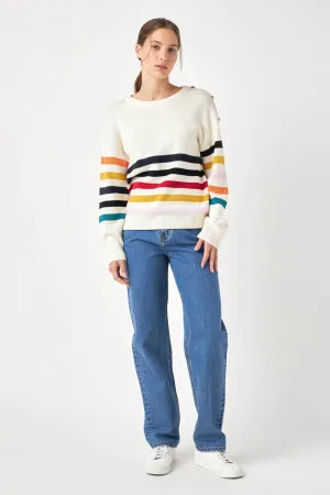 Multicolored Sweater with Button