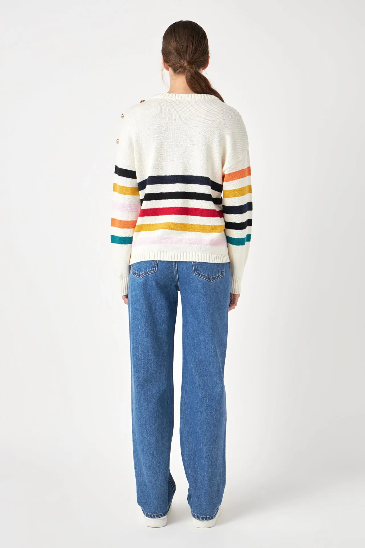 Multicolored Sweater with Button