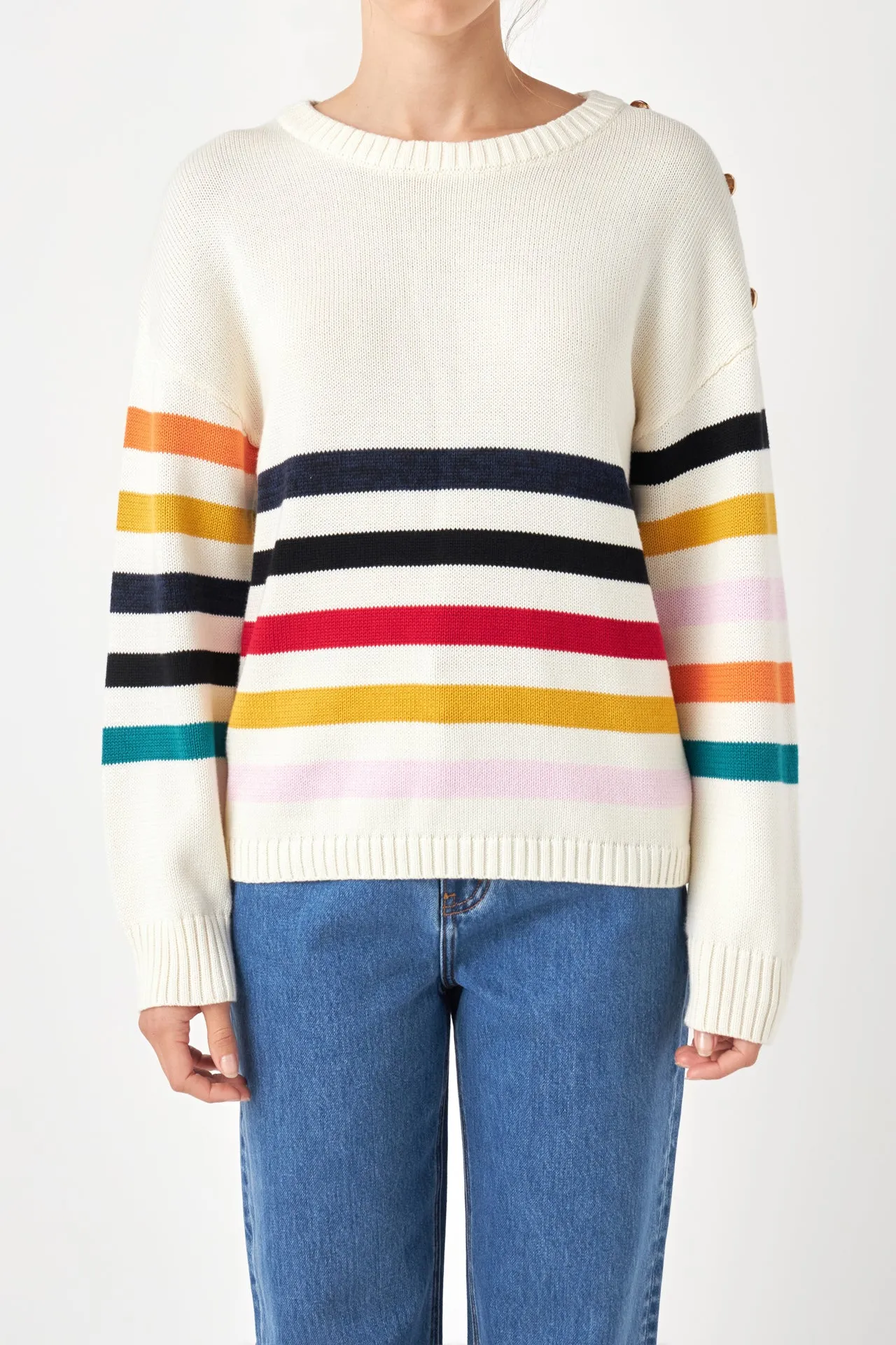 Multicolored Sweater with Button