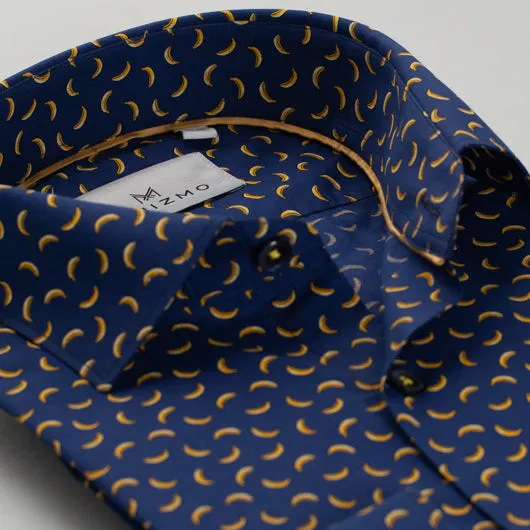 Persian Blue Banana Printed Cotton Shirt