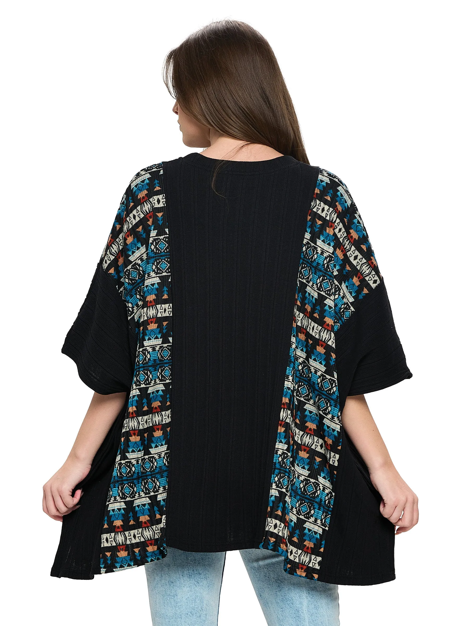 Poncho Overzised Tribal Ribbed