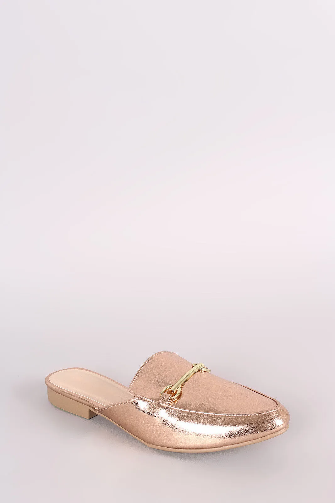 Qupid Horsebit Slip On Loafer Mules