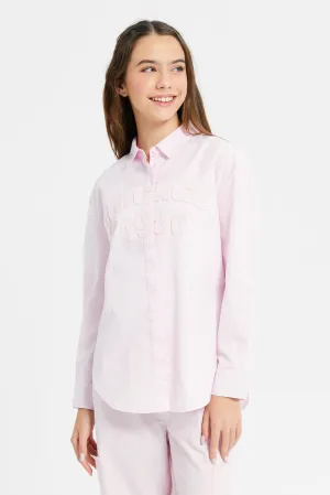 Senior Girls Pink Blouse With Embroidery