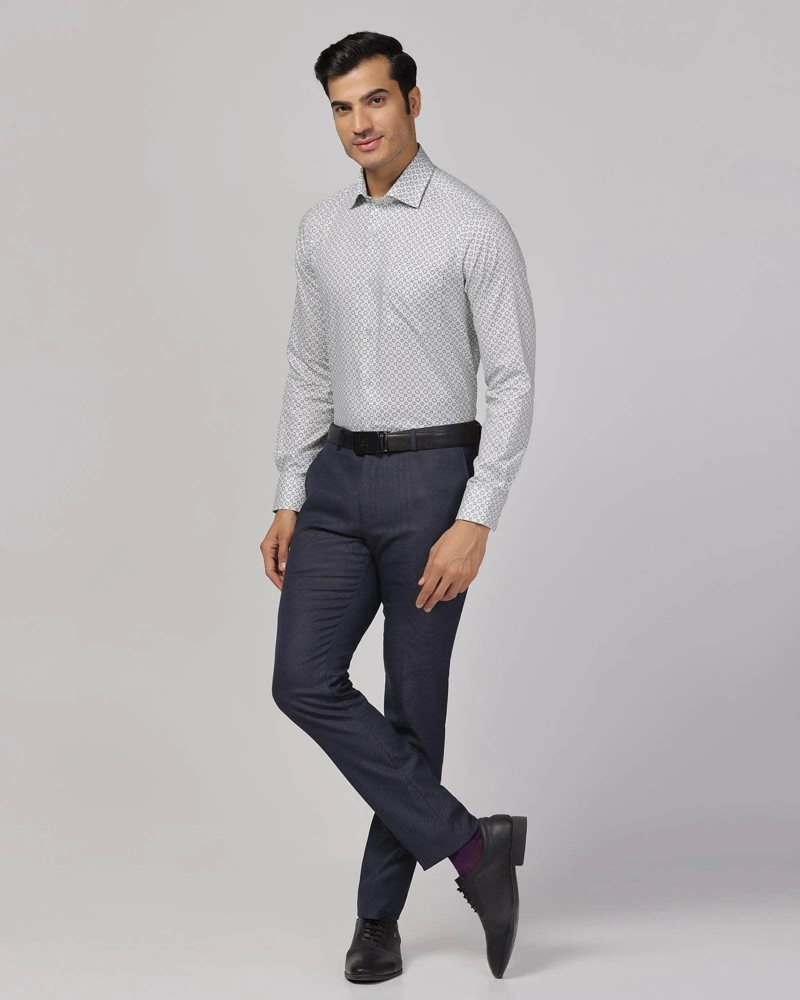 Slim Fit B-91 Formal Navy Textured Trouser - Sive