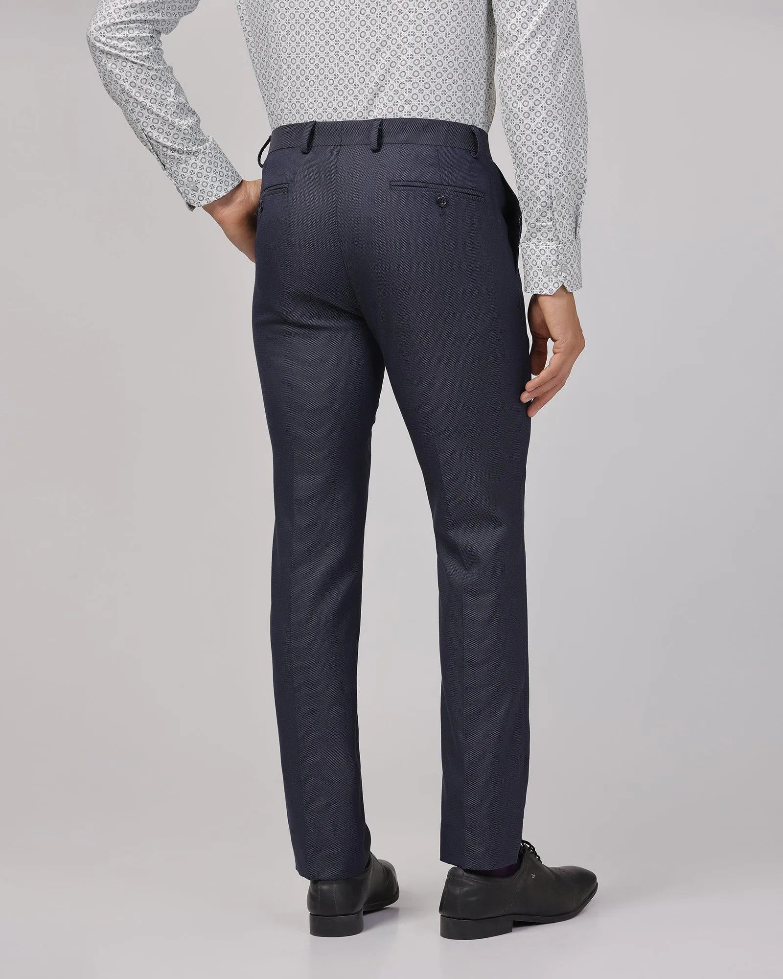 Slim Fit B-91 Formal Navy Textured Trouser - Sive