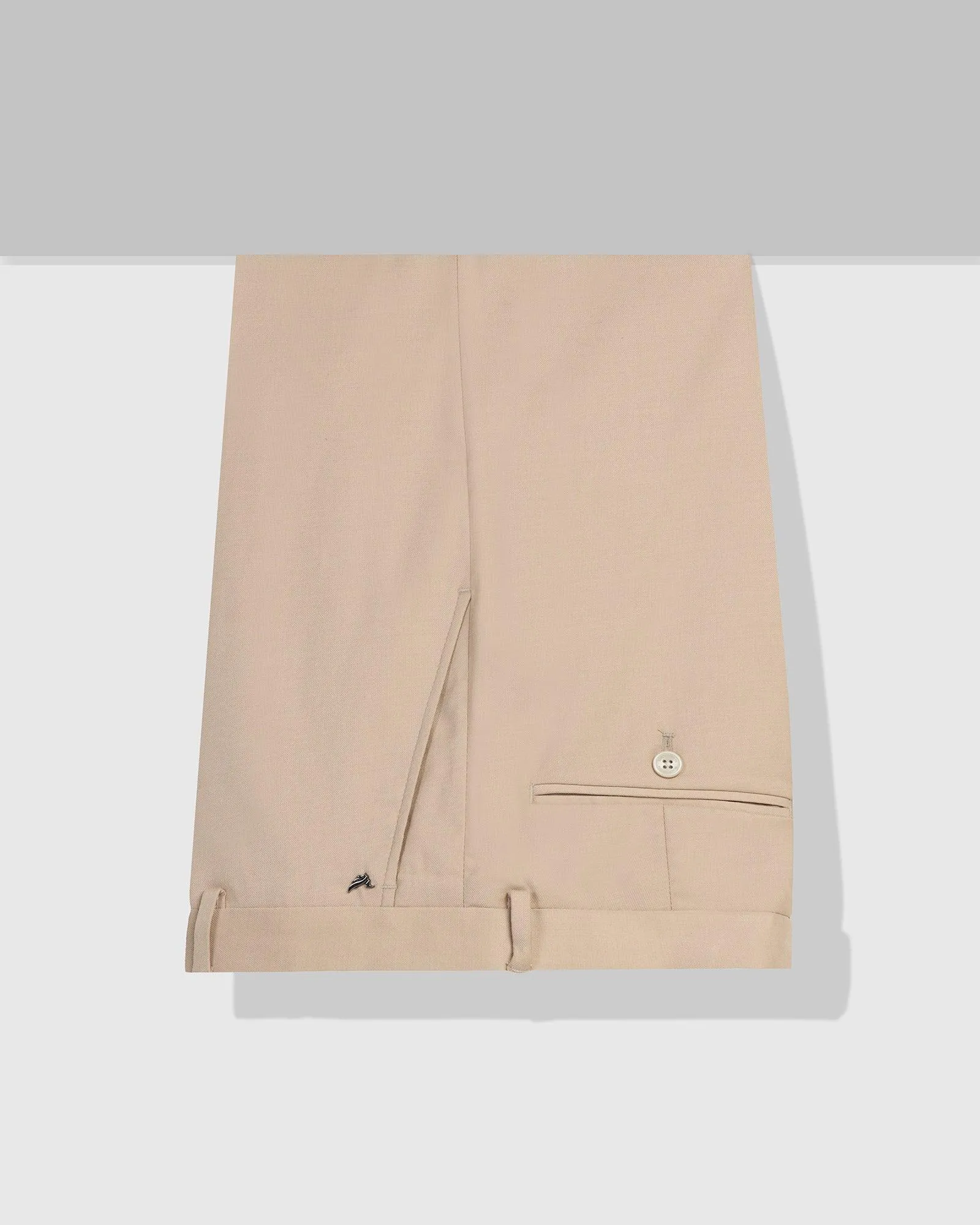 Straight B-90 Formal Beige Solid Trouser - Eldorado