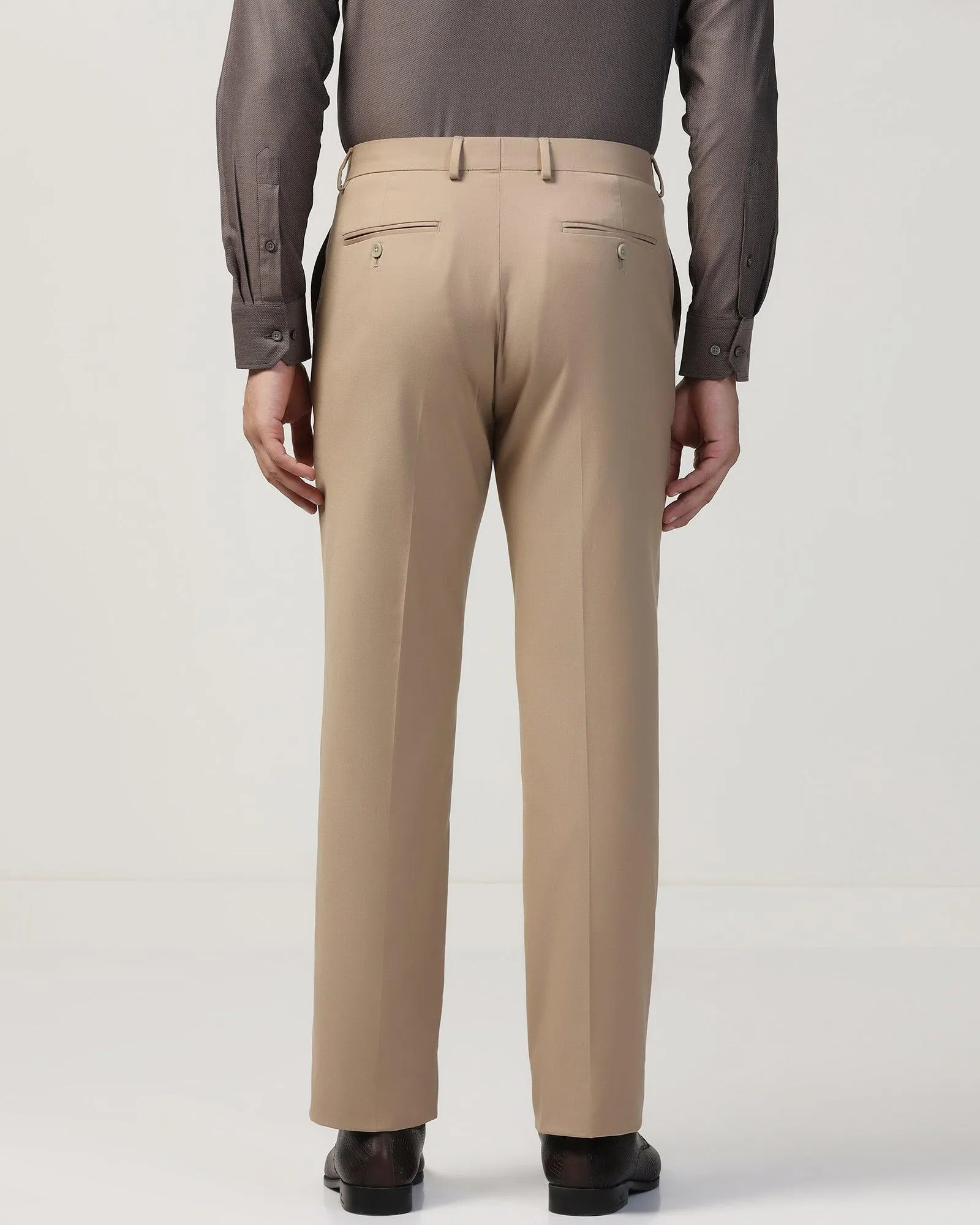 Straight B-90 Formal Beige Solid Trouser - Eldorado