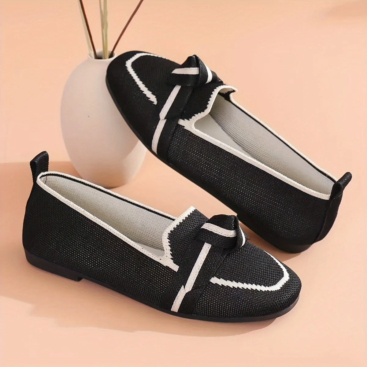 Stylish Womens Square Toe Slip-On Shoes - Lightweight, Comfortable, and Breathable Fabric Upper with Microfiber Insole and Plastic Sole - Perfect for All Seasons