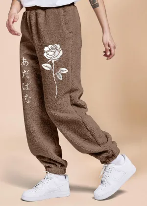 vintage print trendy fleece trousers