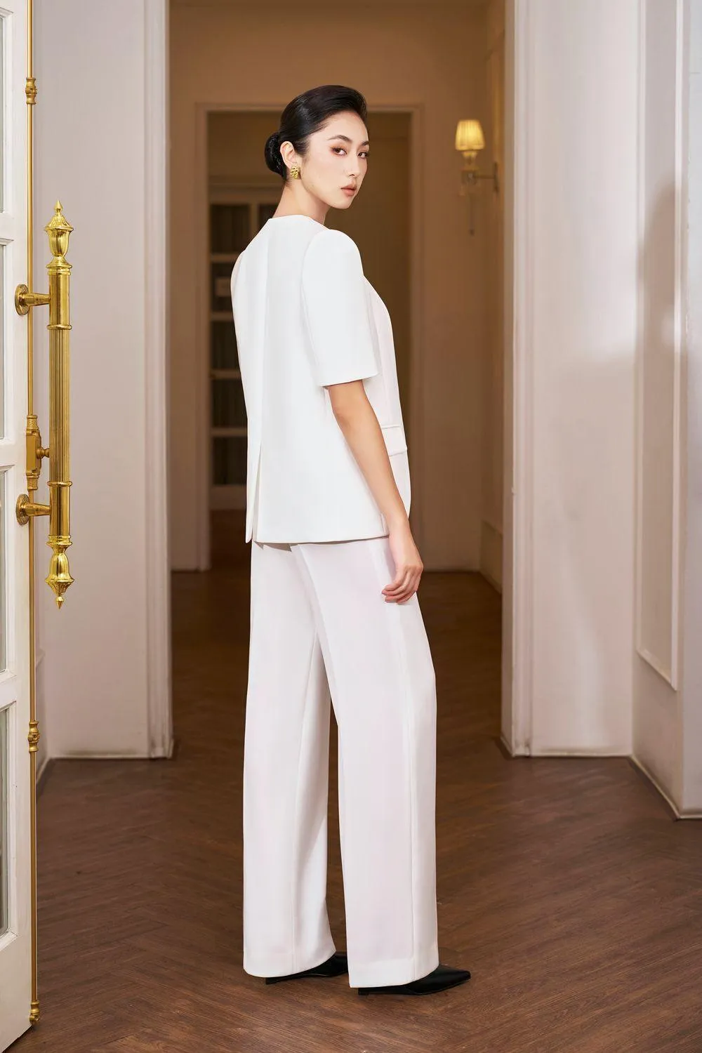 Vivienne Straight Side Pocket Gabardine Ankle Length Trousers