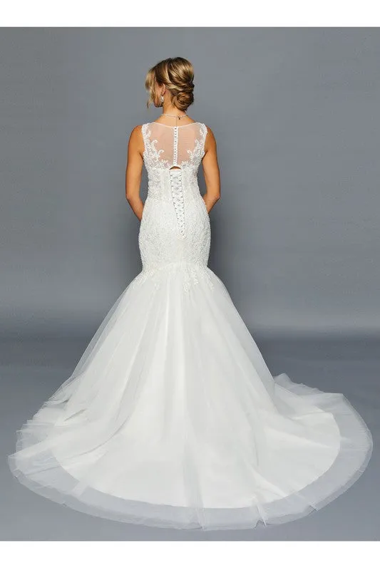 White V Neck Mermaid Wedding Dress