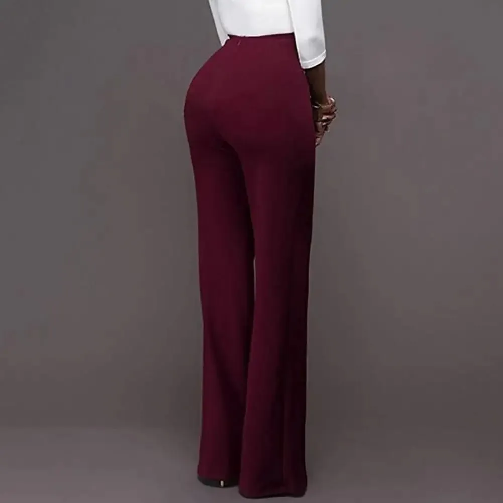 Women's High Waist Solid Color Flared Pants