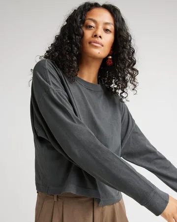 Women's Relaxed Crop Long Sleeve Tee - Stretch Limo