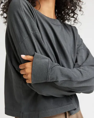 Women's Relaxed Crop Long Sleeve Tee - Stretch Limo