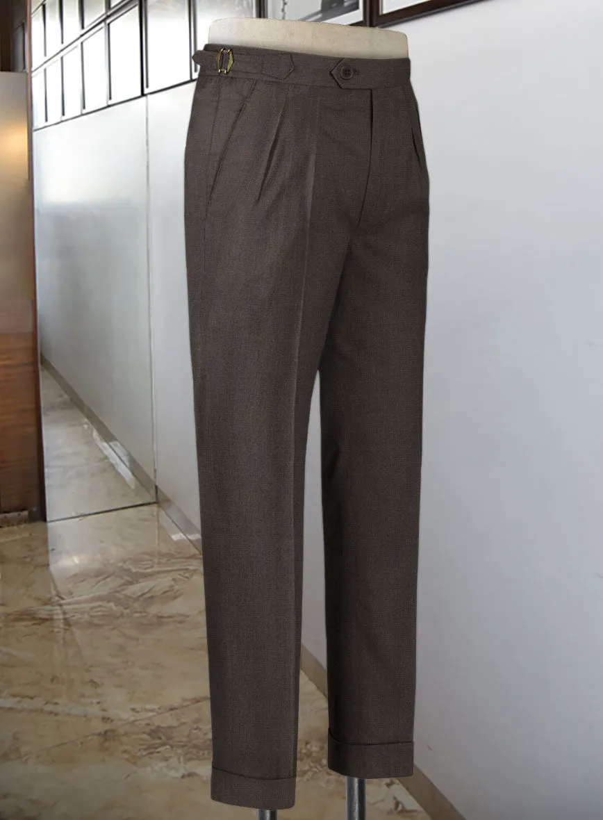 Worsted Dark Brown Wool Highland Trousers