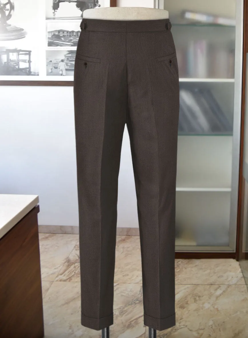 Worsted Dark Brown Wool Highland Trousers