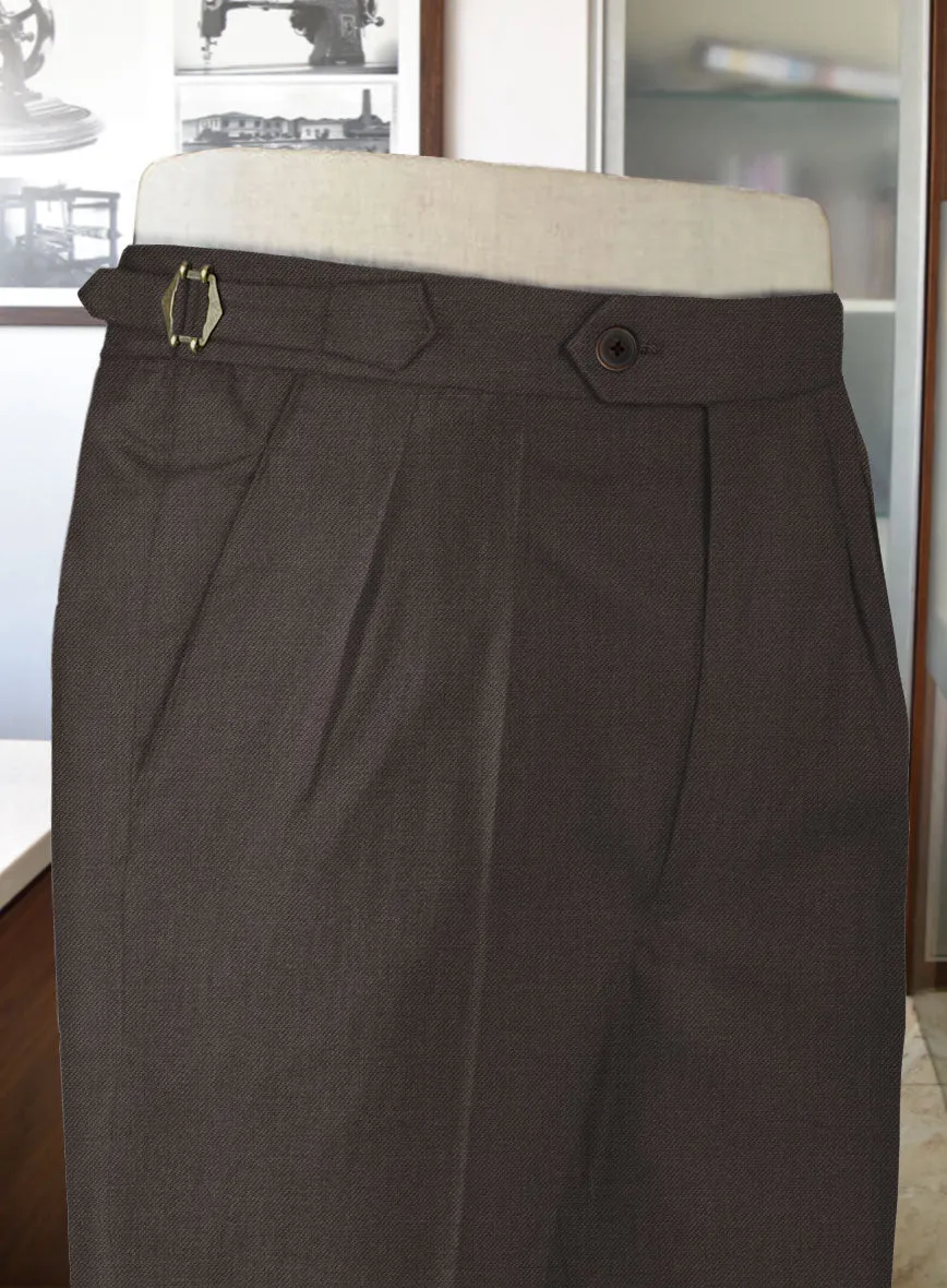 Worsted Dark Brown Wool Highland Trousers